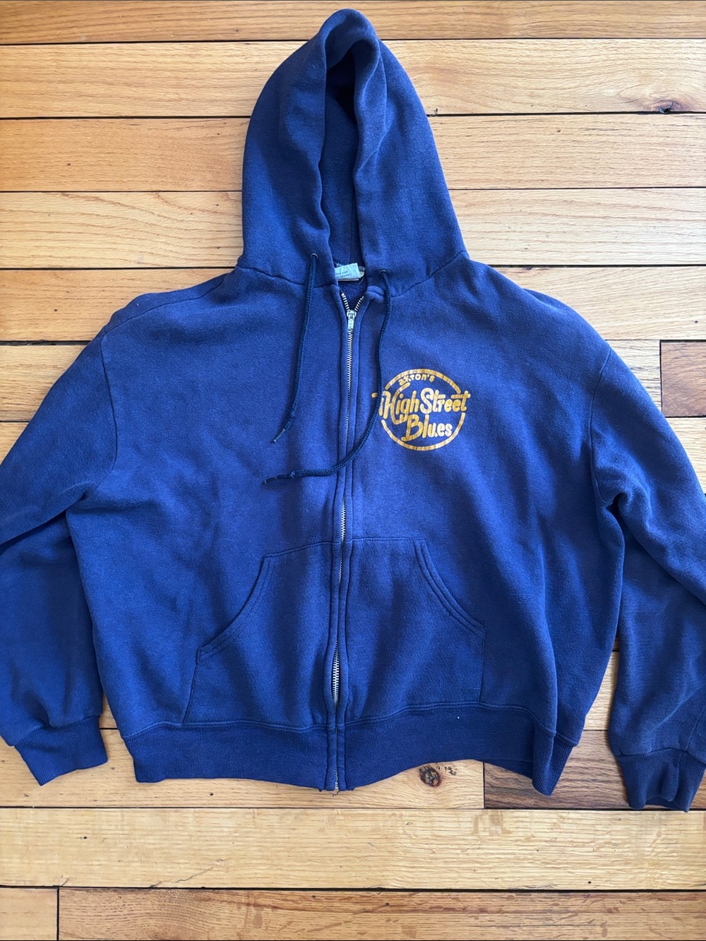Vintage High Street Blues Navy Zip-Up Hoodie